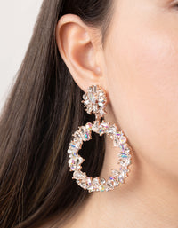 Rose Gold Stone Set Circle Earrings - link has visual effect only