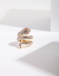 Gold Diamante Snake Wrap Ring - link has visual effect only