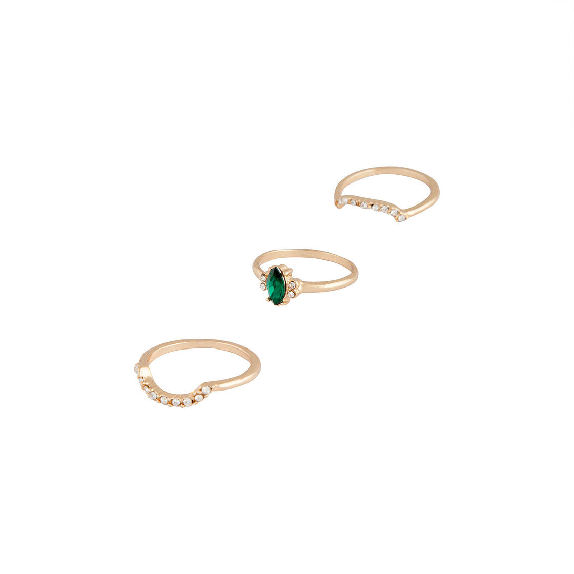 Gold Navette Triple Stack Ring