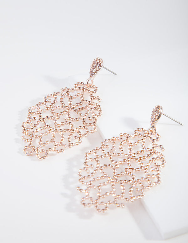 Rose Gold Diamante Stone Set Earrings