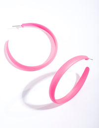 Neon Pink Hoop Earrings - link has visual effect only