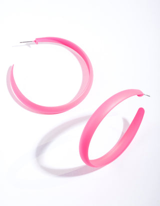 Neon Pink Hoop Earrings - Lovisa