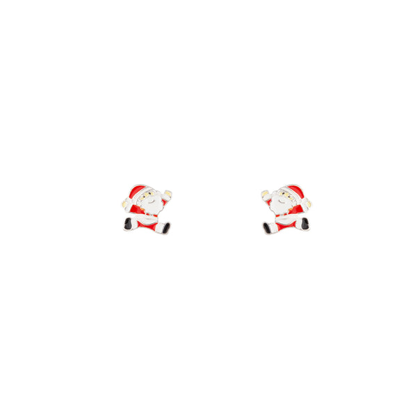Silver Red Santa Stud Earrings