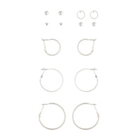 Silver Diamante Stud Hoop Earring Pack - link has visual effect only