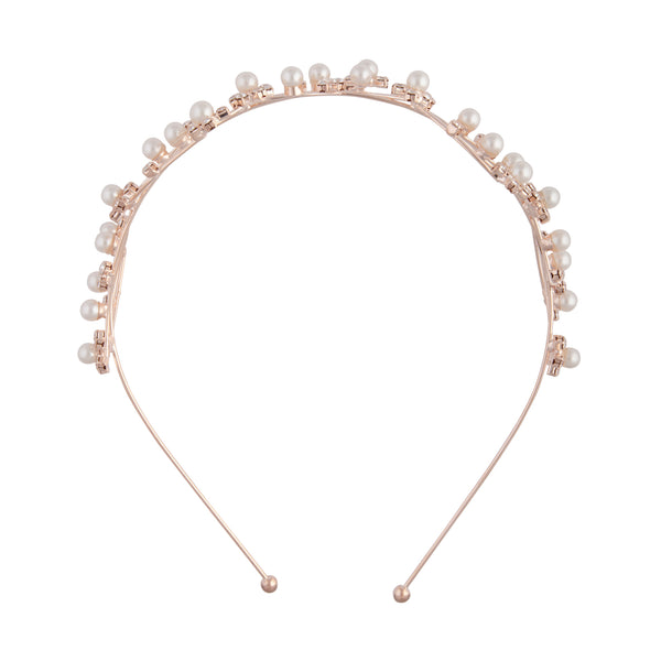 Rose Gold Wire Pearl Crystal Headband