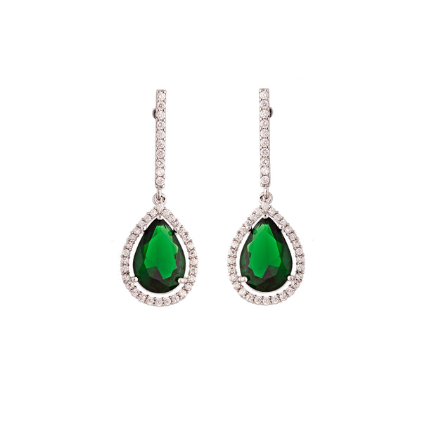 Emerald Diamond Simulant Drop Earrings