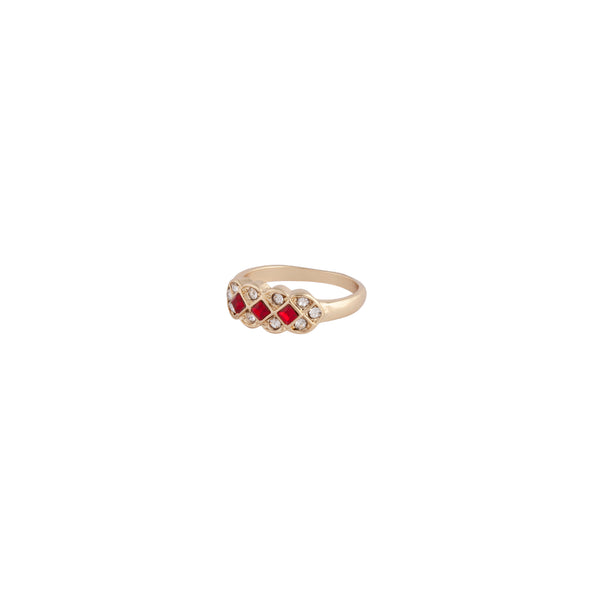 Gold Harlequin Red Stone Ring