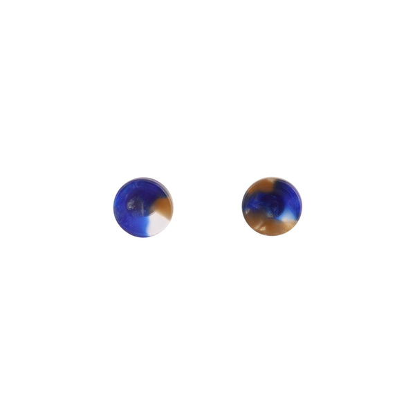 Blue Resin Mini Circle Stud Earrings