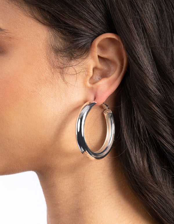 Lovisa earrings - Silver chunky mini hoops earring