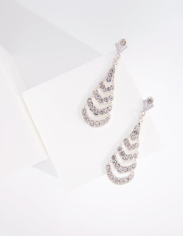 Silver Diamante Tier Mini Earrings