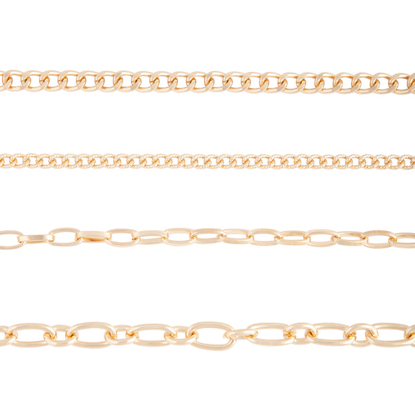 Gold Multi Chain Link Choker Pack