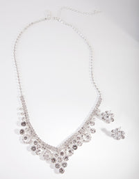 Silver Diamante Floral Jewellery Set - link has visual effect only
