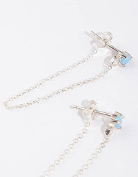 Sterling Silver Synthetic Opal Chain Earrings - link has visual effect only
