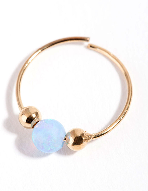 Gold Plated Sterling Silver Synthetic Opal Nose Ring
