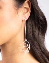 Silver Mismatch Face Drop Earrings - link has visual effect only