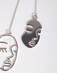 Silver Mismatch Face Drop Earrings - link has visual effect only