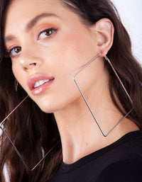 Silver Large Square Hoop Earrings - link has visual effect only