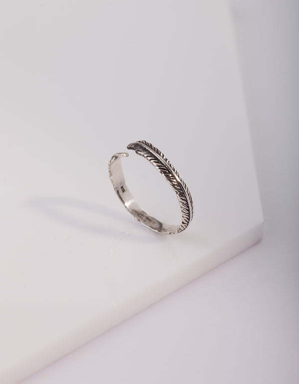 Sterling Silver Feather Band Ring