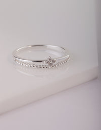 Sterling Silver Cubic Zirconia Layer Ring - link has visual effect only
