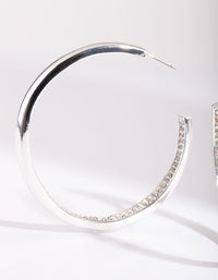 Silver Internal Diamante Hoop Earrings - link has visual effect only
