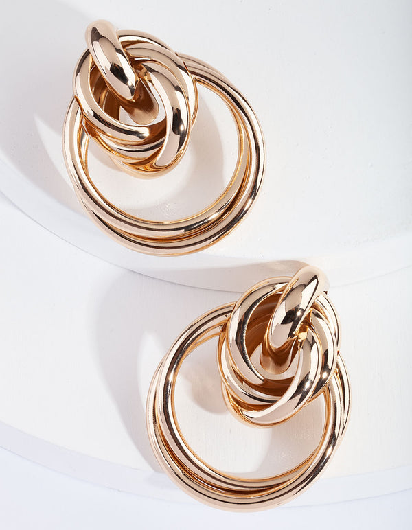 Gold Chunky Tubular Loop Earrings