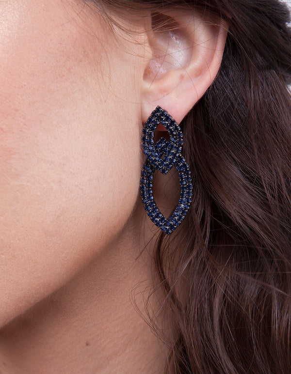 Double Leaf Sapphire Earrings