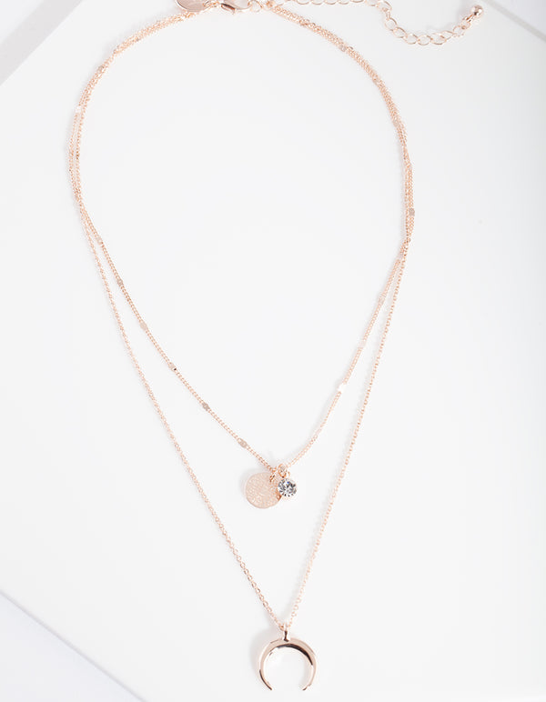 Rose Gold Layer Moon Necklace