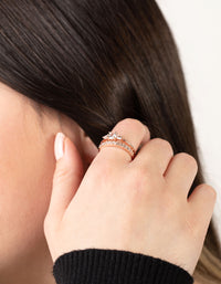 Rose Gold Cubic Zirconia Engagement Stack - link has visual effect only