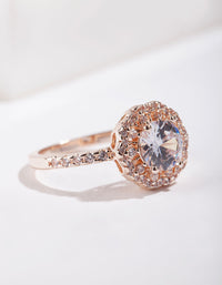 Rose Gold Cubic Zirconia Round Ring - link has visual effect only