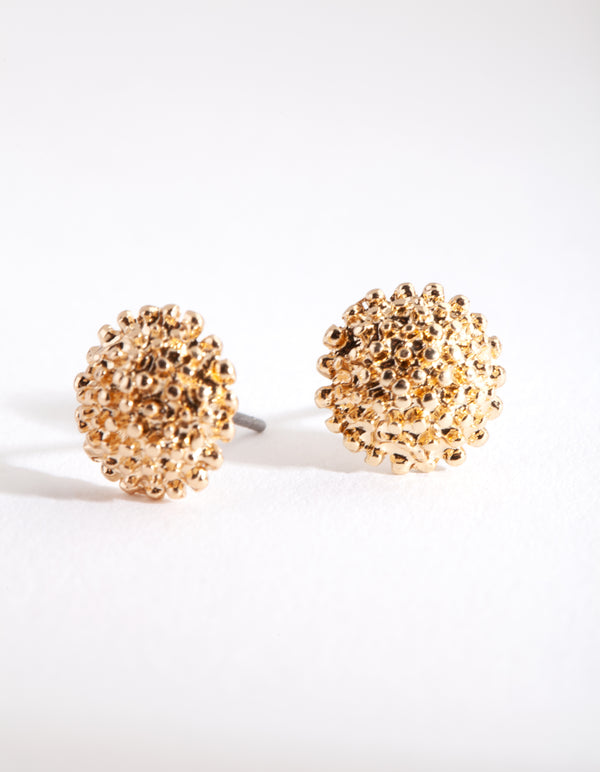 Gold Crater Stud Earrings