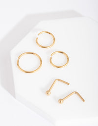 Gold Plain Nose Piercing 6-Pack - link has visual effect only