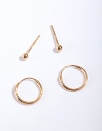 Gold Plated Sterling Silver Stud Hoop Pack - link has visual effect only