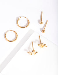Gold Plated Sterling Silver Snake Hoop Earring Pack - link has visual effect only