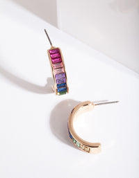 Gold Rainbow Gem Hoop Earrings - link has visual effect only