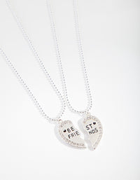 Kids Silver BFF Heart Necklace Pack - link has visual effect only