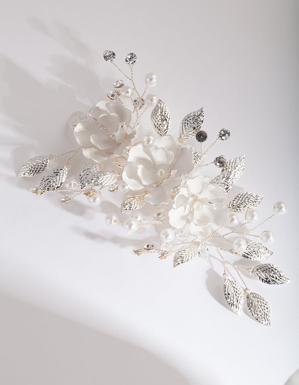 Bridal Hair Clip with Marquise and Pearl Sprays - Cassandra Lynne