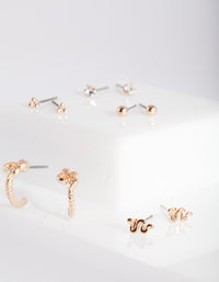 Gold Essential Snake Earring Stud 5-Pack - link has visual effect only