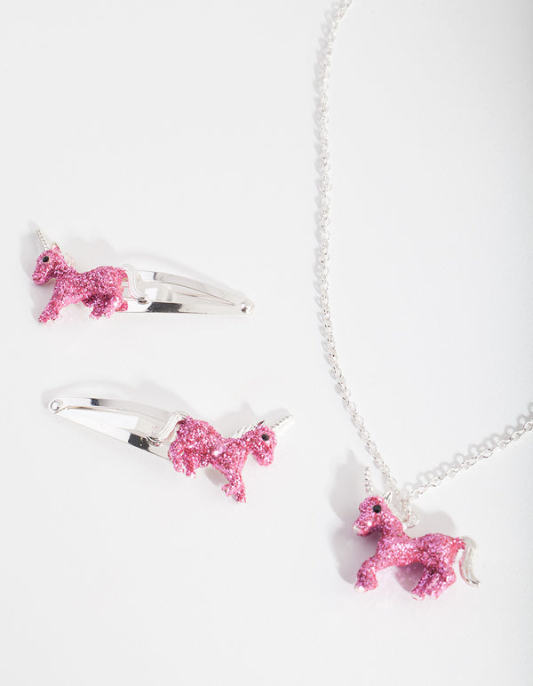 Kids Pink Unicorn Jewellery Set