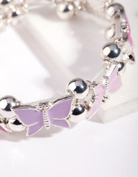 Kids Silver Enamel Butterfly Stretch Bracelet & Ring Set - link has visual effect only