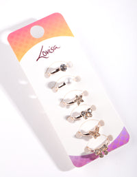 Kids Rose Gold Diamante Pearl Flower & Bow 6-Pack - link has visual effect only