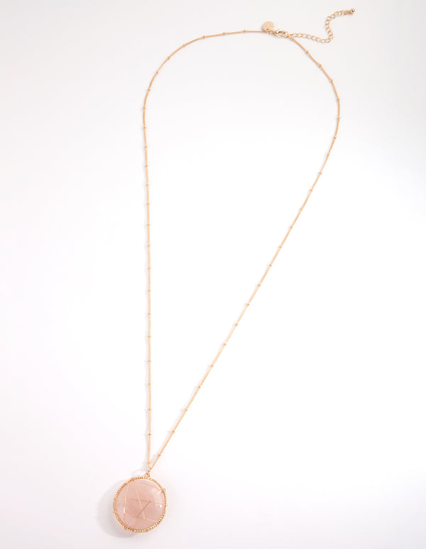 Long Caged Stone Necklace