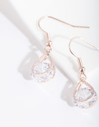 Rose Gold Cubic Zirconia Diamante Teardrop Earrings - link has visual effect only