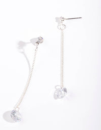 Sliver Cubic Zirconia Chain Drop Earrings - link has visual effect only