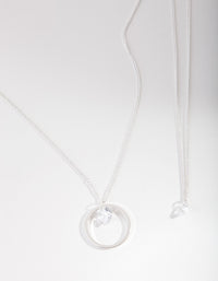 Silver Cubic Zirconia Circle 2 Row Necklace - link has visual effect only