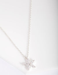 Silver Cubic Zirconia Flower Necklace - link has visual effect only