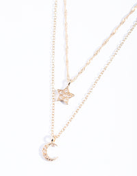 Gold Cubic Zirconia Celestial Necklace - link has visual effect only