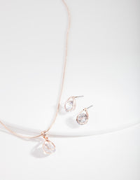 Rose Gold Cubic Zirconia Teardrop Jewellery Set - link has visual effect only