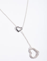 Silver Cubic Zirconia Heart Y Necklace - link has visual effect only