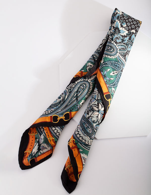 Luxe Multi Print Blue Green Scarf