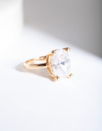 Gold Oval Cubic Zirconia Engagement Ring - link has visual effect only